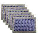 Heart Home Embroidery Design PVC 6 Piece Reversible Dining Table Placemat Set (Blue) - CTHH7466...