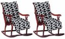 Heart Home Geometric Seamless Pattern Microfiber Comfortable, Soft, Long Back & Seat Rocking Chair, Lounger Cushion for Indoor/Outdoor with Ties, 18 * 46 Inch- Pack of 2 (Black)-49LUGH296...