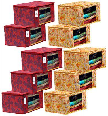 Heart Home Metalic Printed 10 Piece Non Woven Fabric Saree Cover - CTHH22811