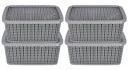 Heart Home Multipurposes Large M 20 Plastic Basket, Organizer For Kitchen, Countertops, Cabinets, Bathroom With Lids- Pack of 4 (Grey) -46HH076...