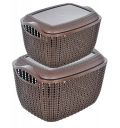 Heart Home Multipurposes Large & Small M 30-25 Plastic Basket, Organizer For Kitchen, Countertops, Cabinets, Bathroom With Lids- Set of 2 (Brown) -46HH054...