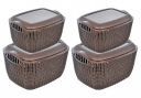 Heart Home Multipurposes Large & Small M 30-25 Plastic Basket, Organizer for Kitchen, Countertops, Cabinets, Bathroom with Lids- Pack of 4 (Brown) -46KHH056...
