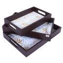Heart Home Nested Serving Trays|Wooden Leaf Design Farmhouse Platter|Rectangular Shape Coffee Table Trays with Handle for Kitchen,Dining Area,Set of 3 (Brown)...