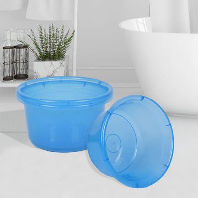 Heart Home Pack of 3 Bath Tub | Multipurpose Bath Tub| 25 LTR | Transparent Blue