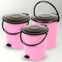 Heart Home Pack of 3 Pedal Dustbin | Dustbin Lid | Garbage Bin Handle | 10 LTR | Pink...