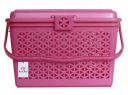 Heart Home Plastic Multipurpose Trendy Shopping Small Basket with Lid (Pink)-HEART11091...