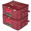 Heart Home Polka Dot Print Polyester Foldable Saree Cover|Clothes For Home & Traveling With Transparent, Extra Large Pack of 2 (Maroon)...