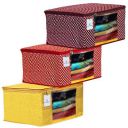 Heart Home Polka Dots 3 Pieces Cotton 3 Layered Quilted Saree Cover (Yellow & Red & Maroon) - CTHH14933...