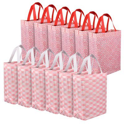 Heart Home Shopping Handbag | TOTE_BAG | Pack of 12 | Multicolor