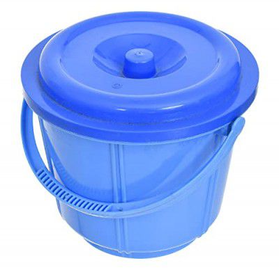 Heart Home Small Plastic Storage Container/Bucket for Store Flour, Rice, Sugar, Baking Supplies with Handle & Lid, 5 Liter (Blue)-47HH01230
