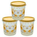 Heart Home Storage Container|Durable Plastic Floral Design BPA Free Food Kitchen Organizer with Lid|Food Utility Jar, 5 LTR, Pack of 3 (Yellow)...
