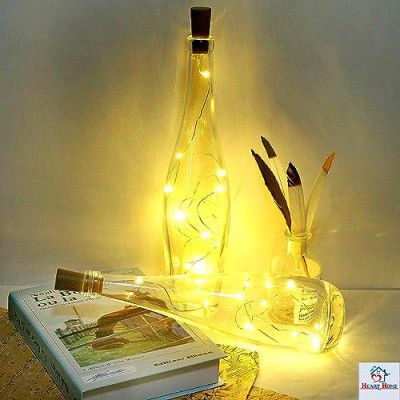 Heart Home Wine Bottle String Lights | 20 LED Bottle Cork Copper Wire String Lights | Wine Bottle Lights for Home Decoartion | Battery Powered | Pack of 2 | Warm White
