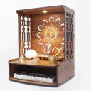Heartily Mangal Beautiful Wooden Pooja Stand for Home/Mandir for Home/Temple with LED Spot Light/Product (H- 15.5, L- 11.5, W-11 Inch)...