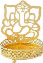 Heaven Decor Metal Divine Shadow Ganesh Tealight Candle Holder Golden 4 inch Pack of 1...