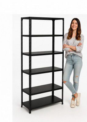 Heavy Duty Metal Storage Rack | Multipurpose Steel Shelving Unit | Black