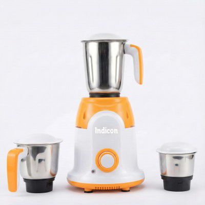 HECTOR 750 Watts Mixer Grinder, 3 Jars, Orange | Powerful Copper Motor for Dry/Wet Grinding, Blending & Chutney | Stainless Steel Jars & Blades, 3-Speed Control, Safe & Durable Kitchen Appliance