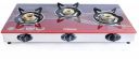 Helicon Premium Red Glass 3 Burner Automatic Gas Stove - (Auto Ignition)...