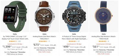 Helix Watches by Timex @ Minimum 60% Off