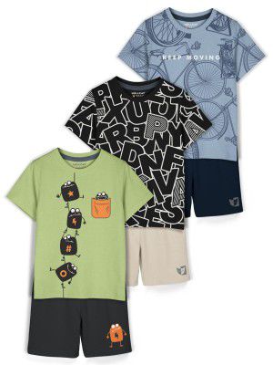 HELLCAT Boys Dress Clothing Set Combo with Tshirts & Shorts - Pack 3