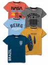HELLCAT Boys Pack Of 5 Typography Printed Bio Finish T-shirt...