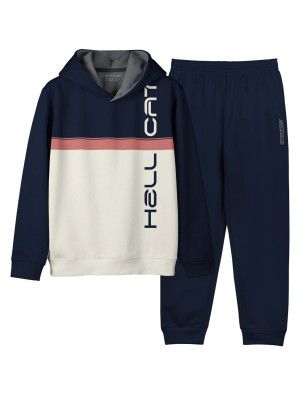 HELLCAT Printed Cotton Blend Full sleeve Hoodie T-shirt Jogger Trackpant Clothing Set for Boys