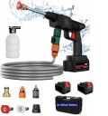 HELTEKO Cordless Portable Wireless Pressure Washer Gun 48V 12000mah High Pressure Water Gun for Car Wash Bike Washing Cleaning| Adjustable Nozzle and 5M Hose Pipe (Double_BETTERY)...