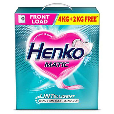 Henko Matic Front Load Detergent Powder 4KG + 2KG | Laundry Detergent Powder For Effectively Removes Tough Stains | Front Load Detergent Powder with Nano Fibre Lock Technology