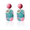Her Lab | Maple Leaf Flamingo Colored Acrylic Resin Drop Dangle Earrings for Women...