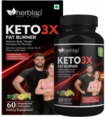 herblap Keto-3X Fat Burner Supplement for Men & Women with Garcinia for Weight Loss 1000mg  (60 No)