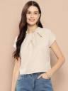 HERE&NOW  Casual Regular Sleeves Solid Women Beige Top...