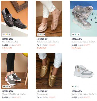 Myntra: UPTO 90% OFF ON HERE&NOW Footwear