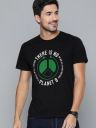 HERE&NOW Men Black Printed Round Neck T-shirt...