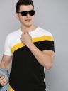 HERE&NOW Men White & Black Colourblocked Casual T-shirt...