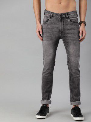 HERE&NOW Men Grey Mid-Rise Skinny Fit Heavy Fade Jeans