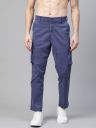HERE&NOW Men Navy Blue Loose Fit Cargos Trousers...
