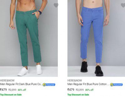 HERE&NOW Mens Trousers Upto 80% Off
