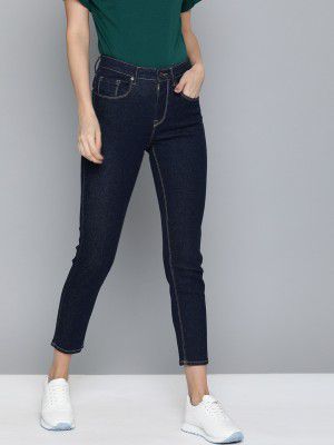 HERE&NOW Women Blue Skinny Fit High-Rise Clean Look Stretchable Cropped Jeans