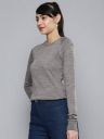 HERE&NOW  Women Self Design Round Neck Grey Sweater...
