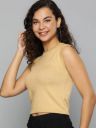 HERE&NOW  Women Solid Round Neck Beige Sweater...