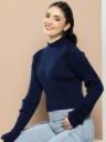 HERE&NOW  Women Solid Turtle Neck Blue Sweater...