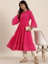 HERE&NOW  Women Solid Viscose Rayon A-line Kurta  (Pink)...