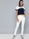 HERE&NOW Women White Regular Fit Mid-Rise Clean Look Stretchable Jeans...