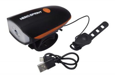 Hero 2 in 1 Rechargeable 3 Mode Cycle/Bike Light with Speaker(140DB) with Micro USB Charging - Front Light - Waterproof(IPX6)