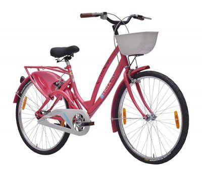 Hero Nebula 26T Bicycle for Girls/Womens with Front Basket and Inbuilt Carrier | Caliper Brake | Rigid Fork | 18 Inch Frame (Pink)