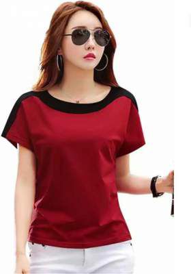 Hero & Piyush Casual Half Sleeve Solid Women Maroon Top