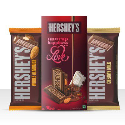 Hersheys Bar Valentine Greeting Pack Whole Almond & Creamy Milk Chocolate, 100 gm (Pack of 2)