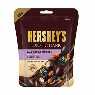 Hersheys Exotic Dark Chocolate- Californian Almond Sprinkled with BlackBerry Flavor 90g ( Pack of 4)