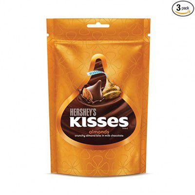 Hersheys Kisses Milk Choclates Almond, 100g (Pack of 3)