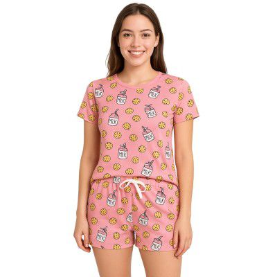 Hestia | Co-Ord Night Wear with Shorts and T-Shirt for Women