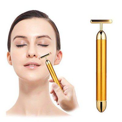 Hetvi Trend Waterproof T-Shaped Gold Energy Beauty Bar Electric Vibration Roller Massager